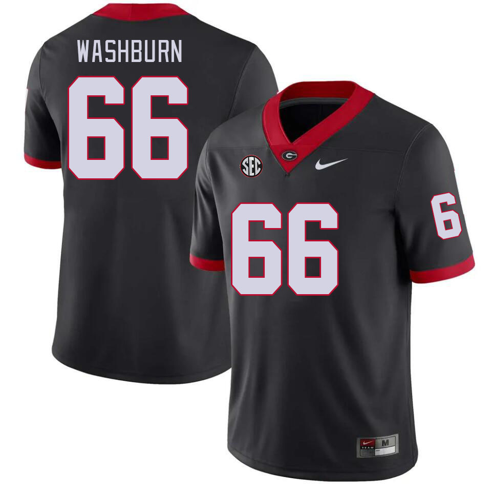 Men #66 Jonathan Washburn Georgia Bulldogs College Football Jerseys Stitched-Black - Click Image to Close